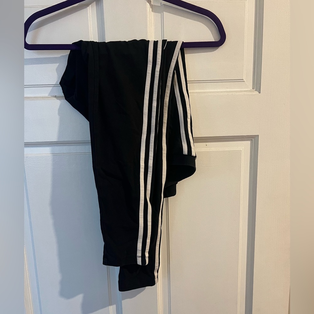 ADIDAS ORIGINALS WOMENS LEGGINGS TRACK BLACK WITH WHITE STRIPES AJ8156 SIZE L